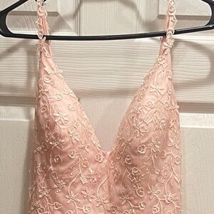 Elegant Pink Floral Lace Dress